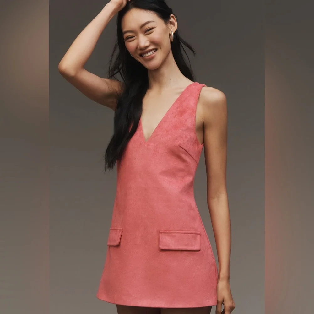 NWT! Anthropologie Mare Mare Faux-Suede Sleeveless V-Neck Romper - Size XL 🎆